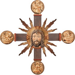 Cruz con Evangelistas, Cabeza de Cristo y rayos